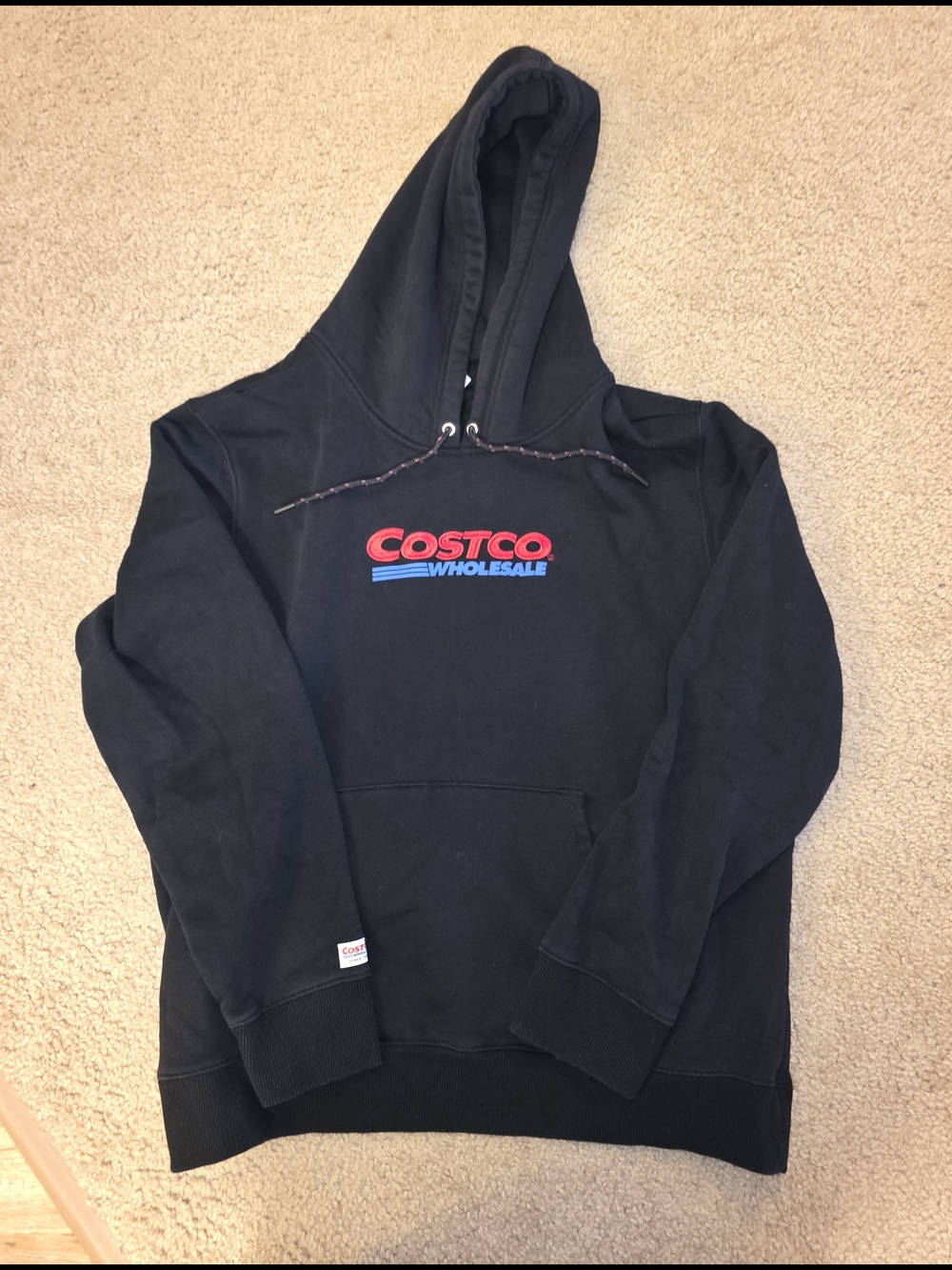 Costco Wholesale Hoodie Mens Large Womens XL Black Fleece Cotton Pullover